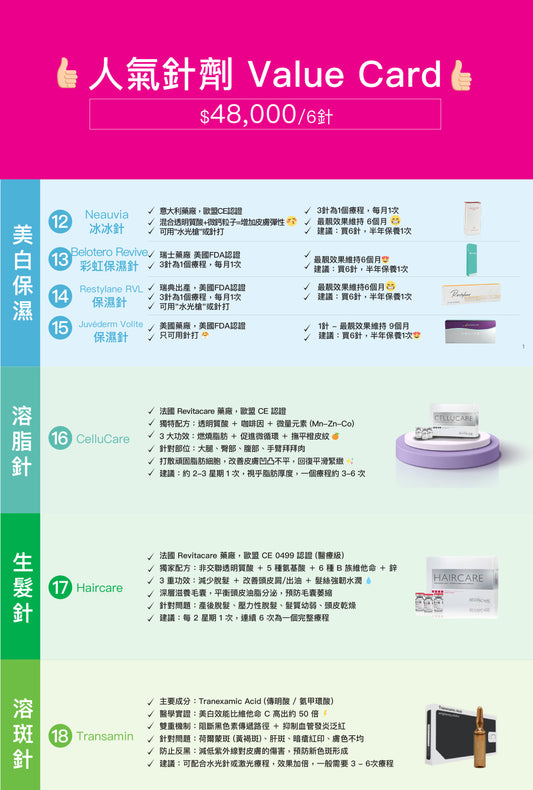 人氣針劑 Value Card